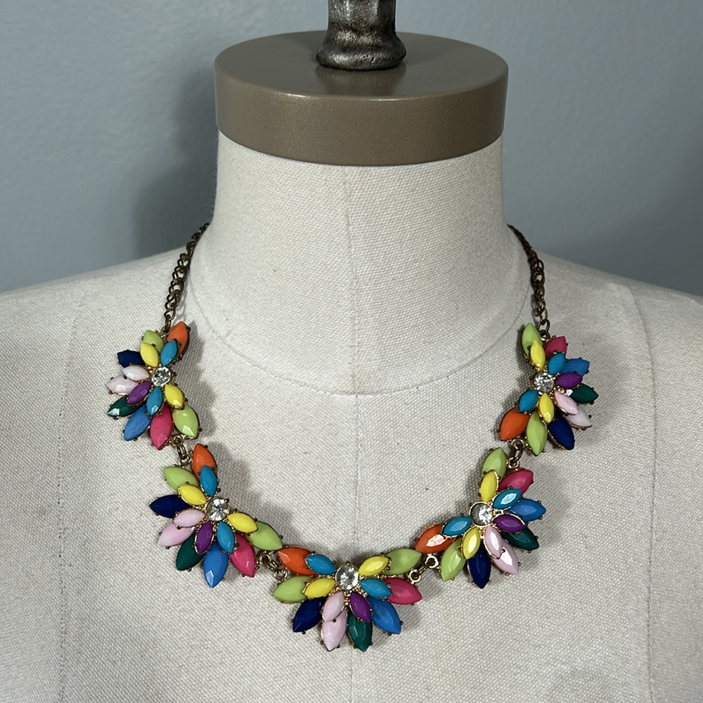 Statement Necklace Multicolor With Rhinestones - image 3